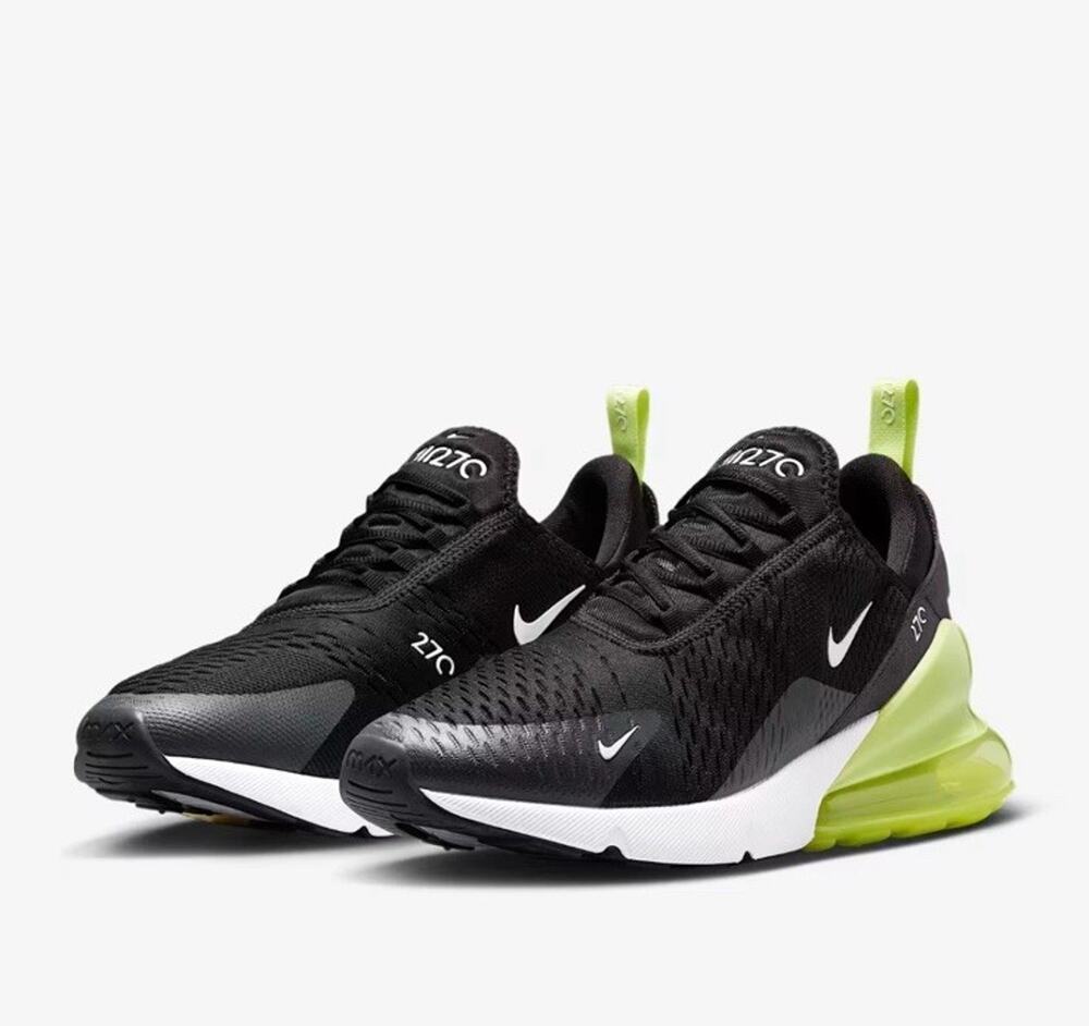 Nike Air Max 270 GS Lemon Twist White Black 13.5 Youth Boys